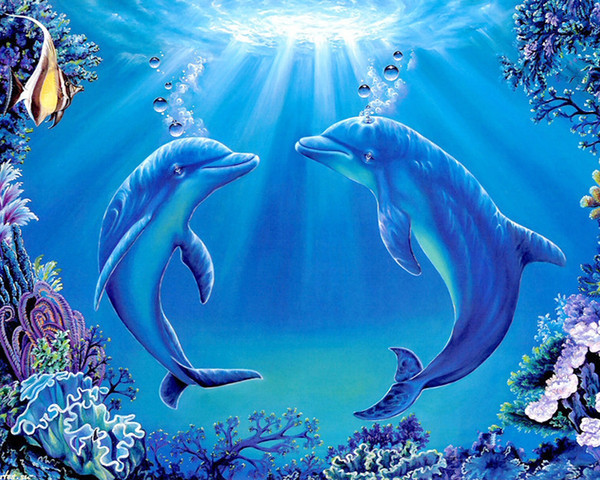 A1207 Dolphin 50*40cm 5D DIY Diamond Embroidery Painting Home Decor Diamond Crossing stitch 100% Resin Tool dril Painting Mosaic Needlework