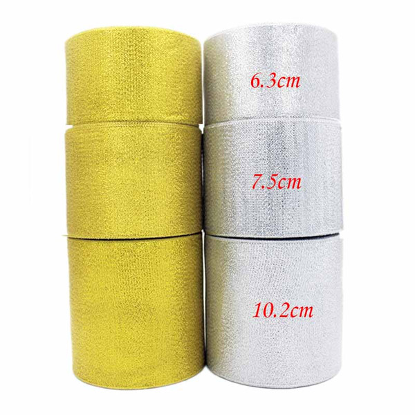 Christmas decoration ribbon 63mm 75mm 102mm gold silver ribbon festival party wedding packing DIY material golden glitter metallic ribbon