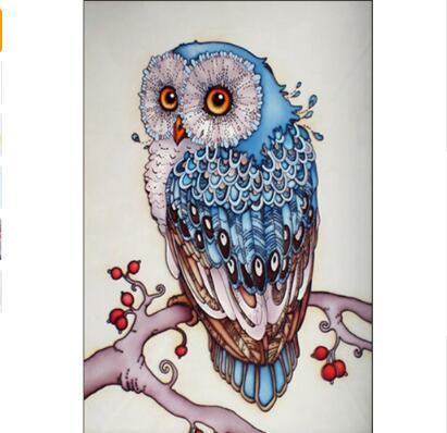 DIY 5D Diamond Painting Non-full Rhinestone Pasted Handmade Cross Stitch Blue Owl Pattern for Home Wall Decoration