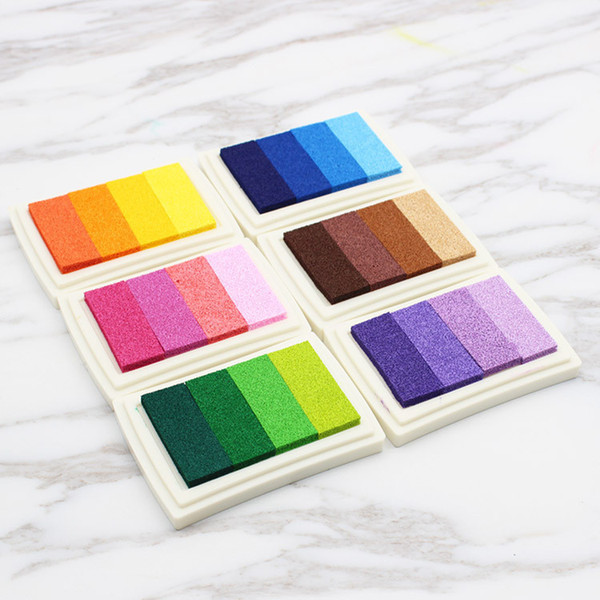 Hot sale four color gradient Inkpad Kids Rubber Stamps Colourful Ink pad New Year Decorations for Home T3I0031