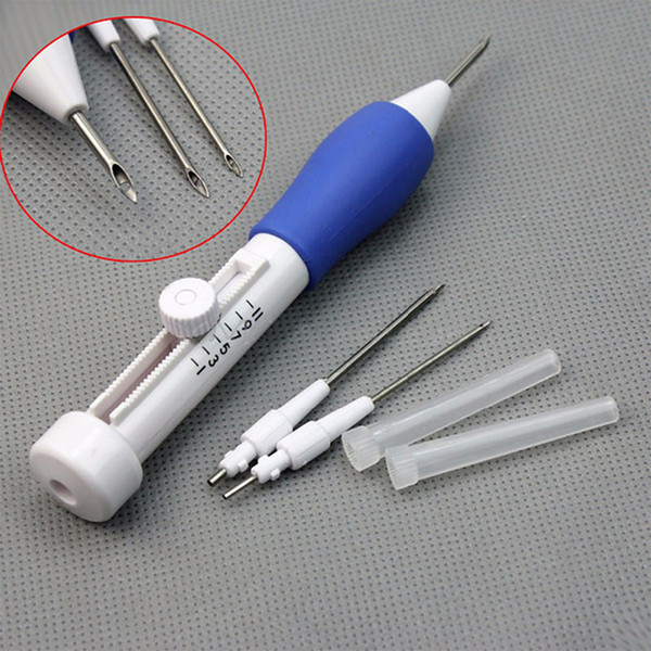 Diy Punch Needle Set Embroidery 3 Needles 2 Threaders Abs Plastic Craft Tools Diy Embroidery Knitting Needles