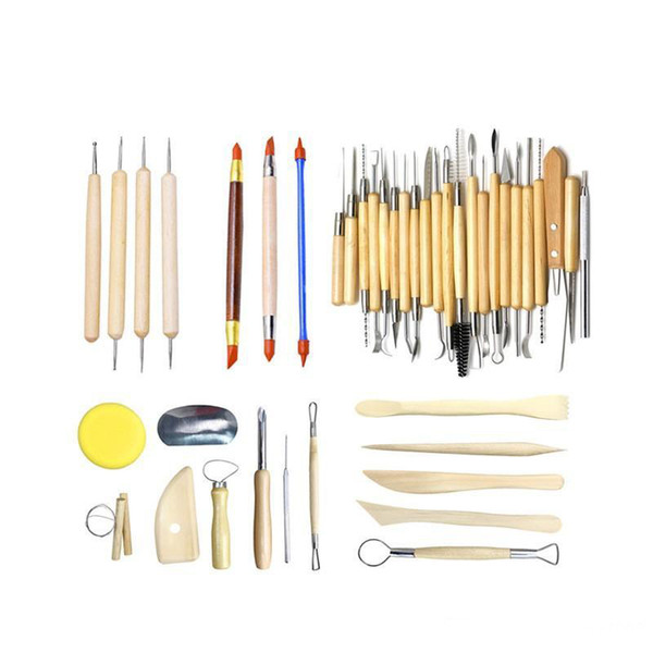 42Pcs Carving Tool Set Clay Sculpting Kit Sculpt Suit Ceramic sculpture Pottery Modeling Carved Tools With Wooden Handle 55bm ZZ