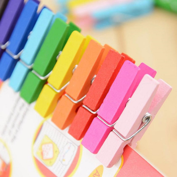 Mini Spring Clips Clothespins 35mm Colorful Wooden Craft Pegs For Hanging Clothes Paper Photo Message Cards Mixed Color Wooden Clothespin