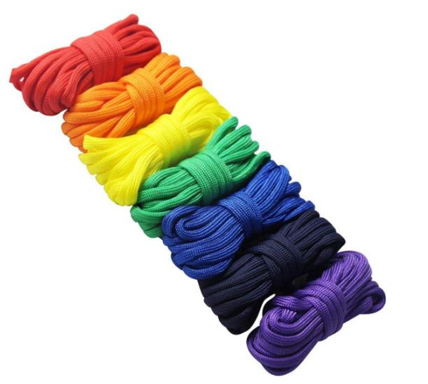 7Pcs/Lot Rainbow Color Paracord Set Survival Rope 7-Strand Core Parachute Cord Outdoors DIY Braiding Bracelet Kit Keychain Lanyard Craft Toy