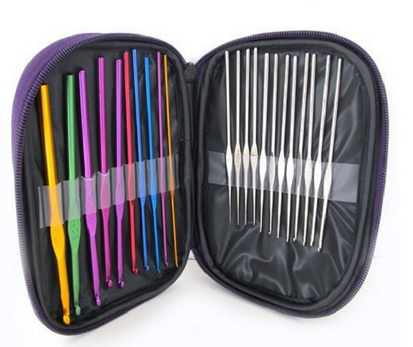 22pcs/set Mixed Metal Hook Crochet Needles Set Template Kit For Loom Tool Band DIY