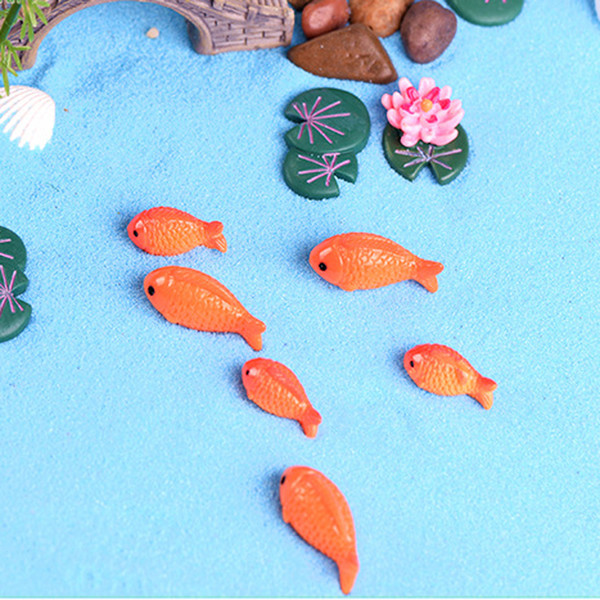 10pcs Resin Craft Fish Lotus Pond Fairy Garden Miniatures Aquarium Bonsai Tool Terrarium Figurines jardin Home Accessories Micro Landscape