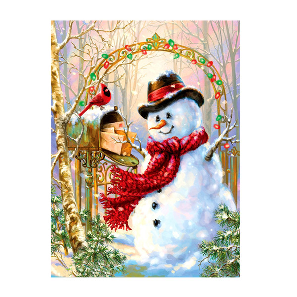 Round Snowman Diamond Embroidery Christmas Home Decor Full Square Resin Diamond Painting Cross Stitch Gift DIY Diamond Mosaic