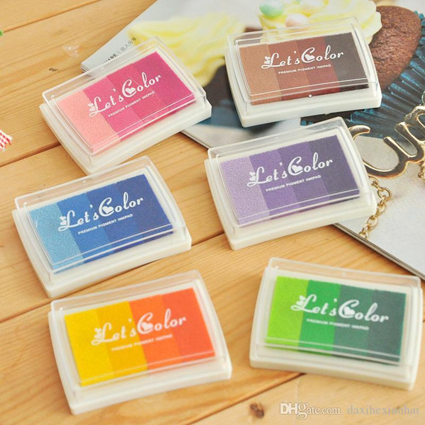 Free shipping1box Small candy color rainbow stamp inkpad Kids DIY Handmade Scrapbook Photo Album students Stamps Arts,Craft gift