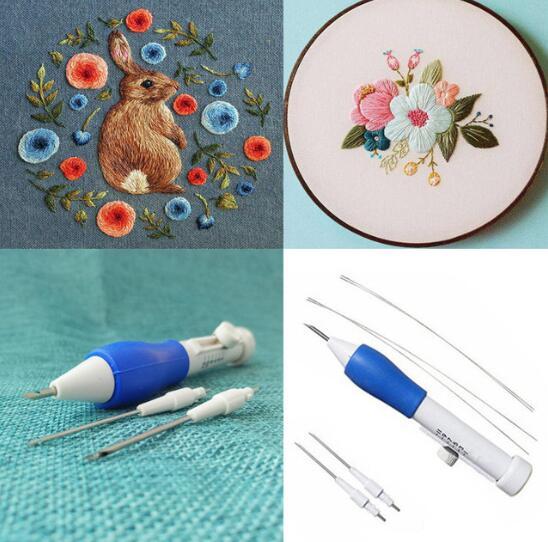 Free Shipping 6Pcs/Set Hot Pratical ABS Plastic DIY Crafts Magic Embroidery Pen Set DIY 1.3mm 1.6mm 2.2mm Punch Needle Sewing Accessories