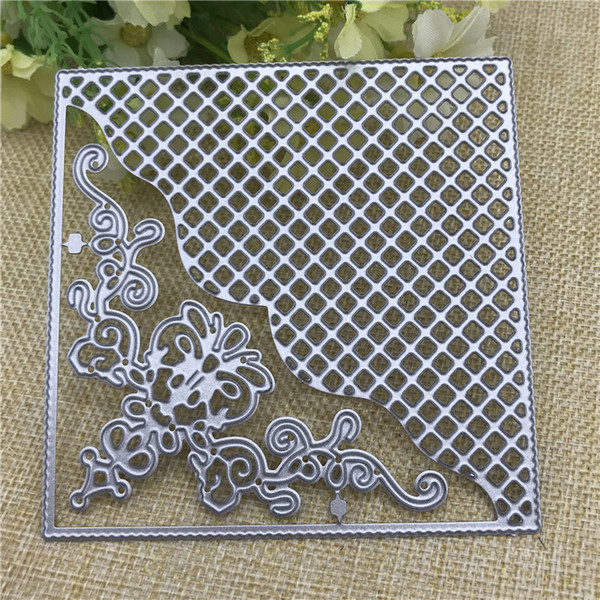 Grid Background Square Frame Metal Cutting Dies Stencils for DIY Scrapbooking DIY Paper Cards Photo Album Decorative Embossing