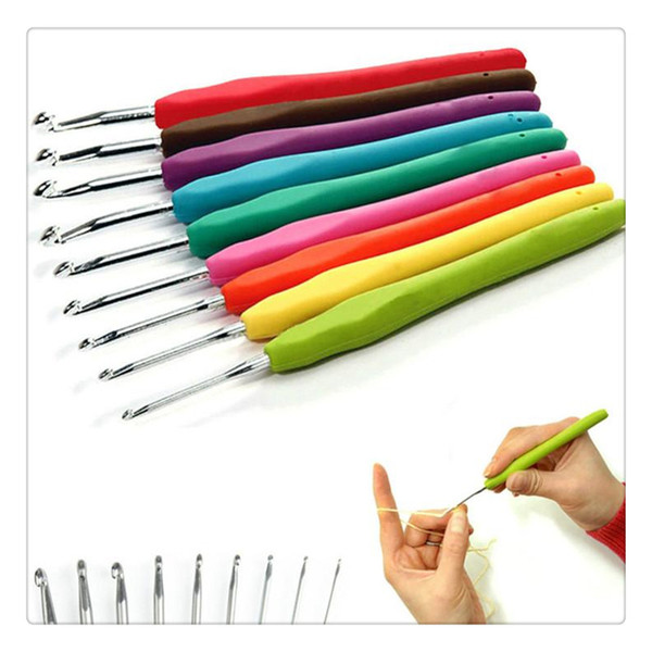 Craft Tools Crochet Hooks Home Colorful Ergonomic Grip Crochet Hooks Aluminum Hooks with Color Coded and Non Slip Handles