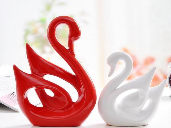 Jingdezhen ceramic Home Furnishing Decor minimalist interior furnishings lovers Swan 2pc gifts wedding room decoration