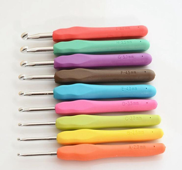 9pcs/set Mixed Metal Hook Crochet Template Kit TPR Aluminum Knitting Needles For Loom Tool Band DIY Crafts