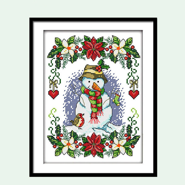 Christmas Snowman Cartoon Pattern Counted Cross Stitch 11 14CT Embroidery Kits DIY Needlework DMC Small-sized Painting Gift Wall Decor