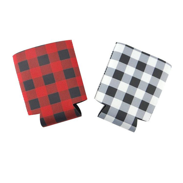 Red Black Plaid Can Covers insulated Neoprene cup cover colorful types drinks Cooler Bag household kitchen tools LJJQ110