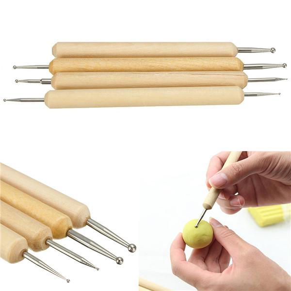 Perfect Pack of 4 Ball Stylus Polymer Clay Pottery Ceramics Sculpting Modeling Handmade Tools Set