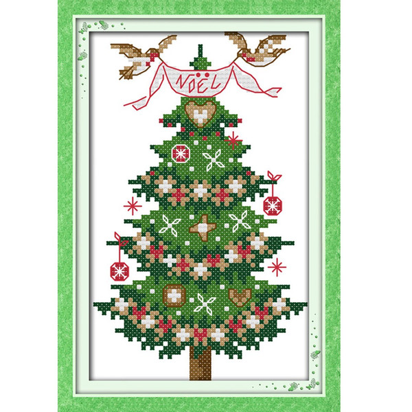 13 * 21cm DIY New Style Counted Cross Stitch Set Embroidery Needlework Kits Christmas Tree Pattern