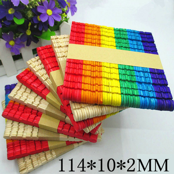 Wooden Sawtooth Colorful Ice Cream Sitcks 50Pcs Handicraft Product Line Creativity Popsicle