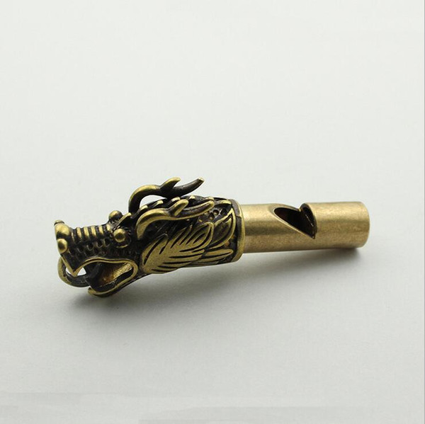Handmade Brass Whistle Skull Dragon Head - DIY Pendant EDC Keychain Accessories Outdoor Emergency Whistle Mens Gift