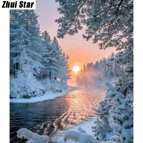 New Diamond painting cross stitch Winter wonderland 3d Diy Diamond Embroidery Pasted Square mosaic full Drill home decor ZS