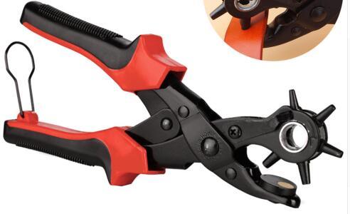 New Heavy Duty Strap Leather Hole Punch Hand Plier Belt Punch Revolving DIY Tools with heat treated steel construction