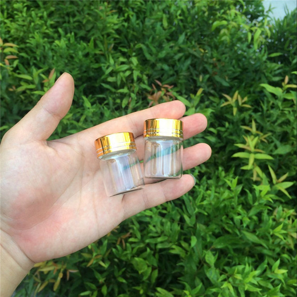 30*43mm 24pcs 15ml Glass Bottles Aluminium Screw Golden Cap Empty Transparent Clear Liquid Gift Container Wishing Bottle Jars