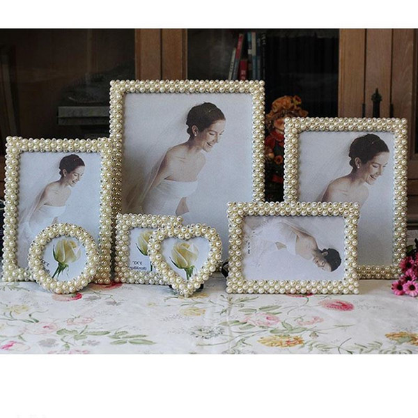 Modern Style Pearl Photo Frame Rectangle Square Round Heart Resin Picture Frames Home Decoration Popular Friend Gift Photo Frame