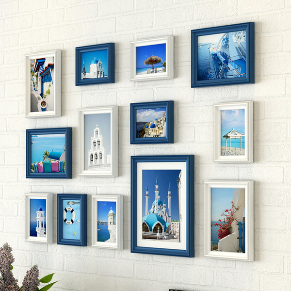 European Style Creative Wall Hanging Photo Frame Set 13 pcs Wooden Picture Frames Set Traceless Nail Picture Frames marco foto