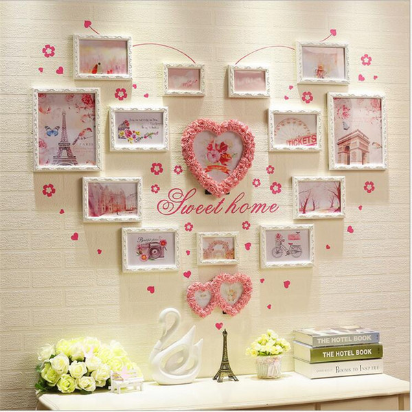 Photo frame vintage Good Wood Wall Frames Per Picture Frame Ideas 15Pc/set Family Baby Love Memory Home porta retrato branco Set