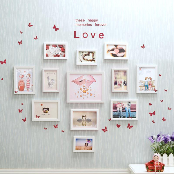 12 Pieces DIY Photo Frame Home Decoration White Picture Frame Creative Wall Photo Album Painting Frame Combination Porta Retrato Art Decor