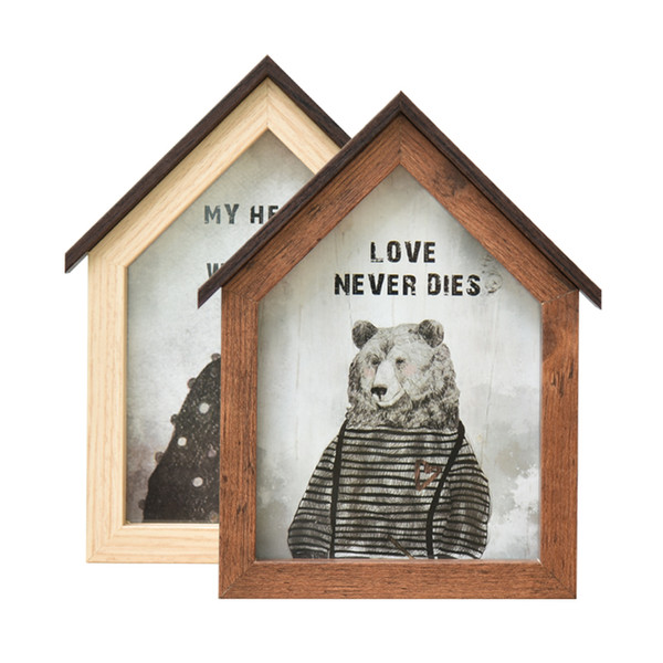 House Shaped Pet Memorial Photo Frame Loss Of Pet Supplies Classic Photo Frame Vintage Desktop Picture Frame Hanging Wall