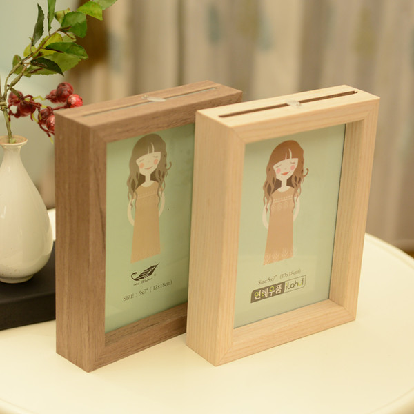 Nordic Minimalism Wood Colors Picture Frames Creative Double-sided Specimen Photo Frame Desktop Decor 7 Inch Double-sided Frame