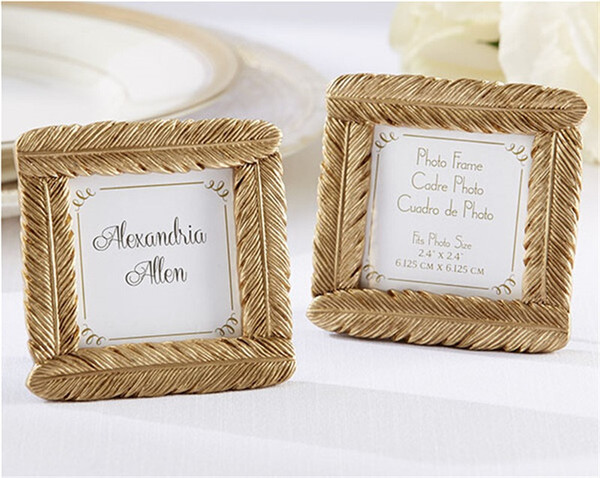 Golden Feather Photo Frame Seat Clip Wedding Supplies Originality Ceremony Gift Picture Frames Creative Groom Bride 3 8zj KK