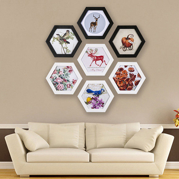 Photo Frame Hexagon Picture Frame Wall Wedding Family Picture Display Vintage Photo Frames Holder Home Decor