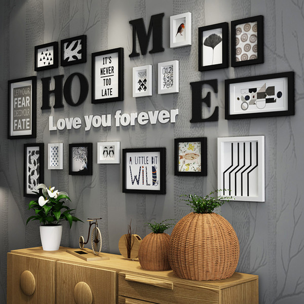 17pcs Solid Wood Large Picture Frames Modern Living Room/Store Photo Frame Set Big Size Wooden Letter Home Wall Decoration DIY