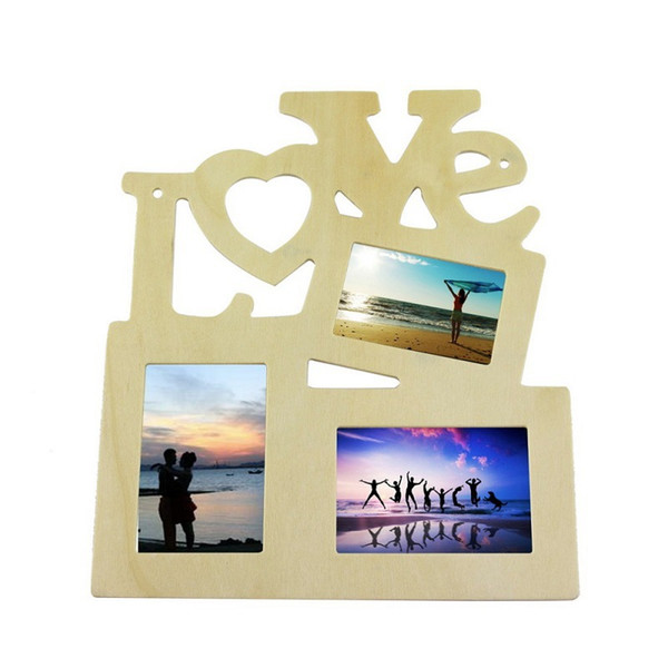 Hollow Wood Blank Picture Photo Frame Home Decor DIY Love Wooden Family Frames House Ornament