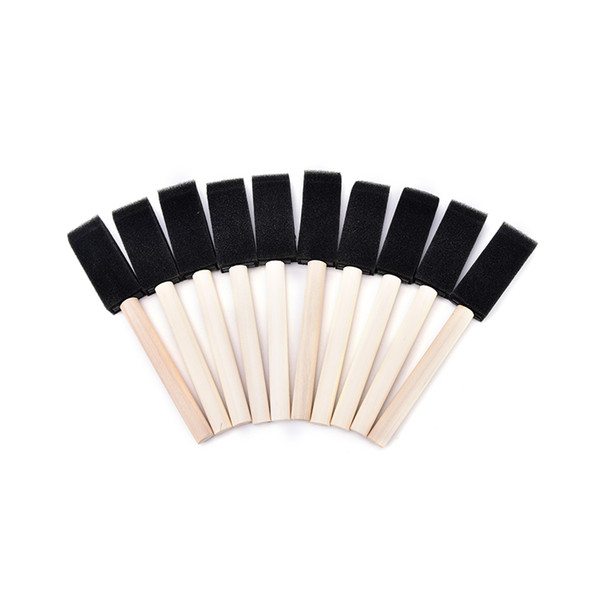 10 Pcs/lot Wooden Handle Brushes for Watercolor Oil Stain Art Foam Brush Sponge Craft Painting Drawing Project Tool Supply