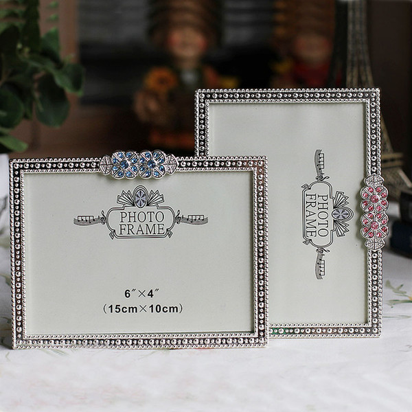 Metal Picture Frame Alloy Photo Frames With Rhinestone Decoration Desktop Deco Item