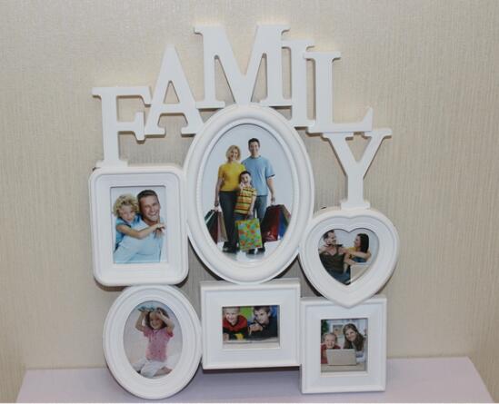 Free Shipping Art Frames Wall Mounted Family Album Frame For Home Decoration White Conjunct Family Photo Frame Family Photo Frame 1 PCS/lot