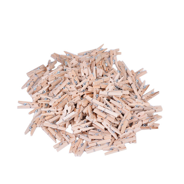 100Pcs/pack Wholesale Very Small Size 25mm x 4mm Mini solid Wooden Clips For Photo Clips Clothespin Craft Decoration