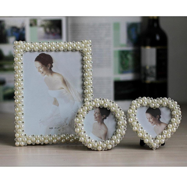 Hot Selling Newest 3 6 7 8 10 Inch ABS Frame Inlaid Pearl Wedding Photo Frame Birthday Gift Item Picture Desktop