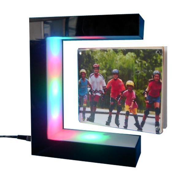 E Shape Magnetic levitation floating photo frame novelty gift led light cool toy,display of photo/picture