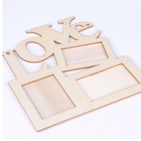 New Hollow Love Wooden Photo Frame White Base DIY Picture Frame Art Decor Love Picture Frame