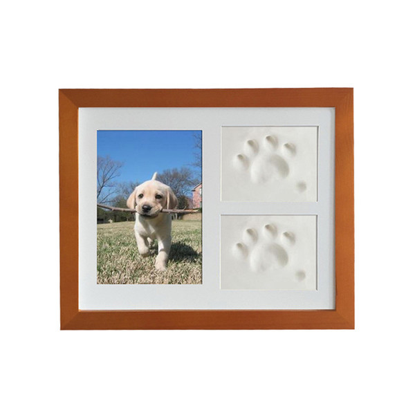 2017 Lovely pet baby foot footprints imprint Pet photo frame with inkpad DIY gift picture frame 4 colors available