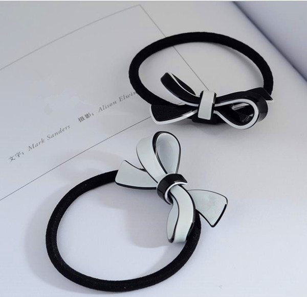 Luxury design Bowknot shape Hair Tie Accessories collection item Acrylic Hair Rope engrave fashion mark VIP party gift