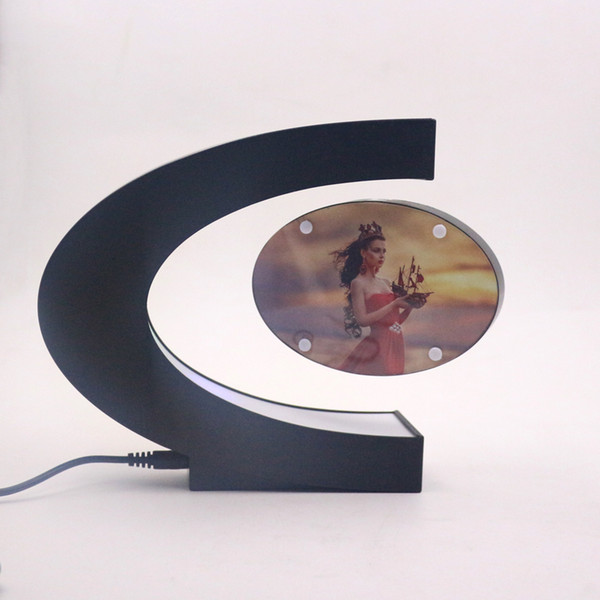 C Shape Electronic Photo Frame Magnetic Levitation Floating Photo Frame with LED Lights Novelty Gift Home Decoration Pictures Frames