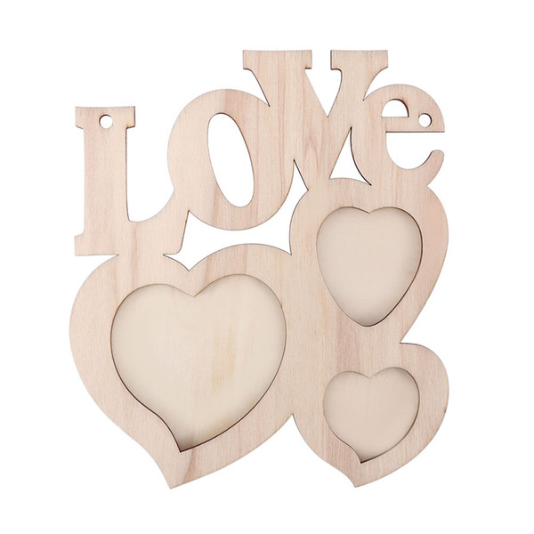 Wooden Photo Frame DIY Love Shape Durable Mini Family Photo Frame Home Decor Accessories Picture Display Holder