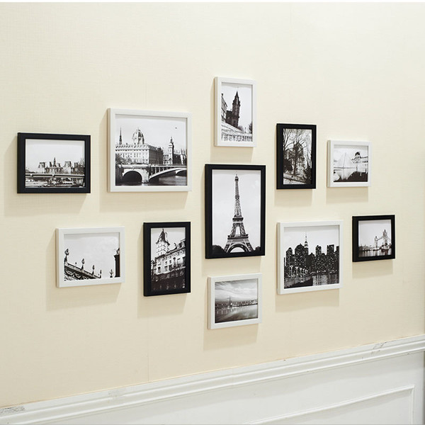 Photo Wall Picture Frame Decoration Black and White Combination 11pcs / set European Simple style 7 inch 10 inch