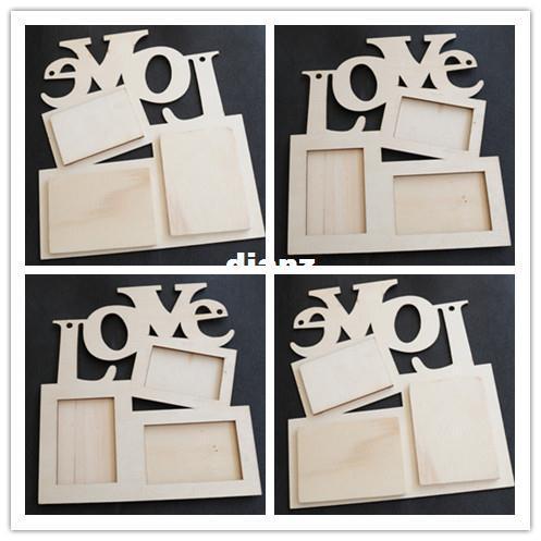 New Arrive Hollow Love Wooden Photo Frame White Base DIY Picture Frame Art Decor