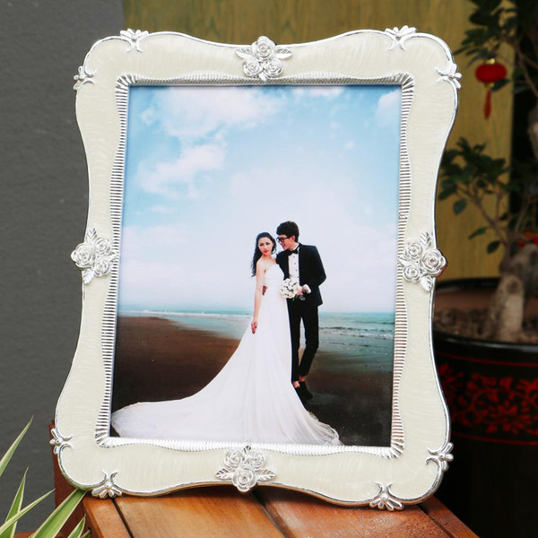 Crystal Photo Frame Rectangle White Roses Dotted The Photo Frame European Style Wedding Picture Photo Frame New Year Gift